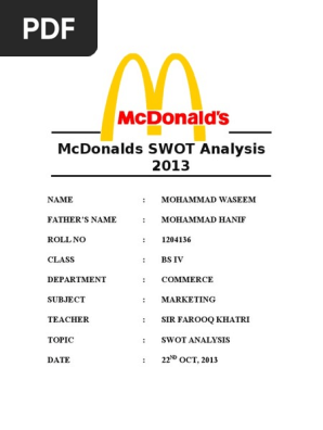 Mcdonald s swot in thailand mcdonalds threats 2018